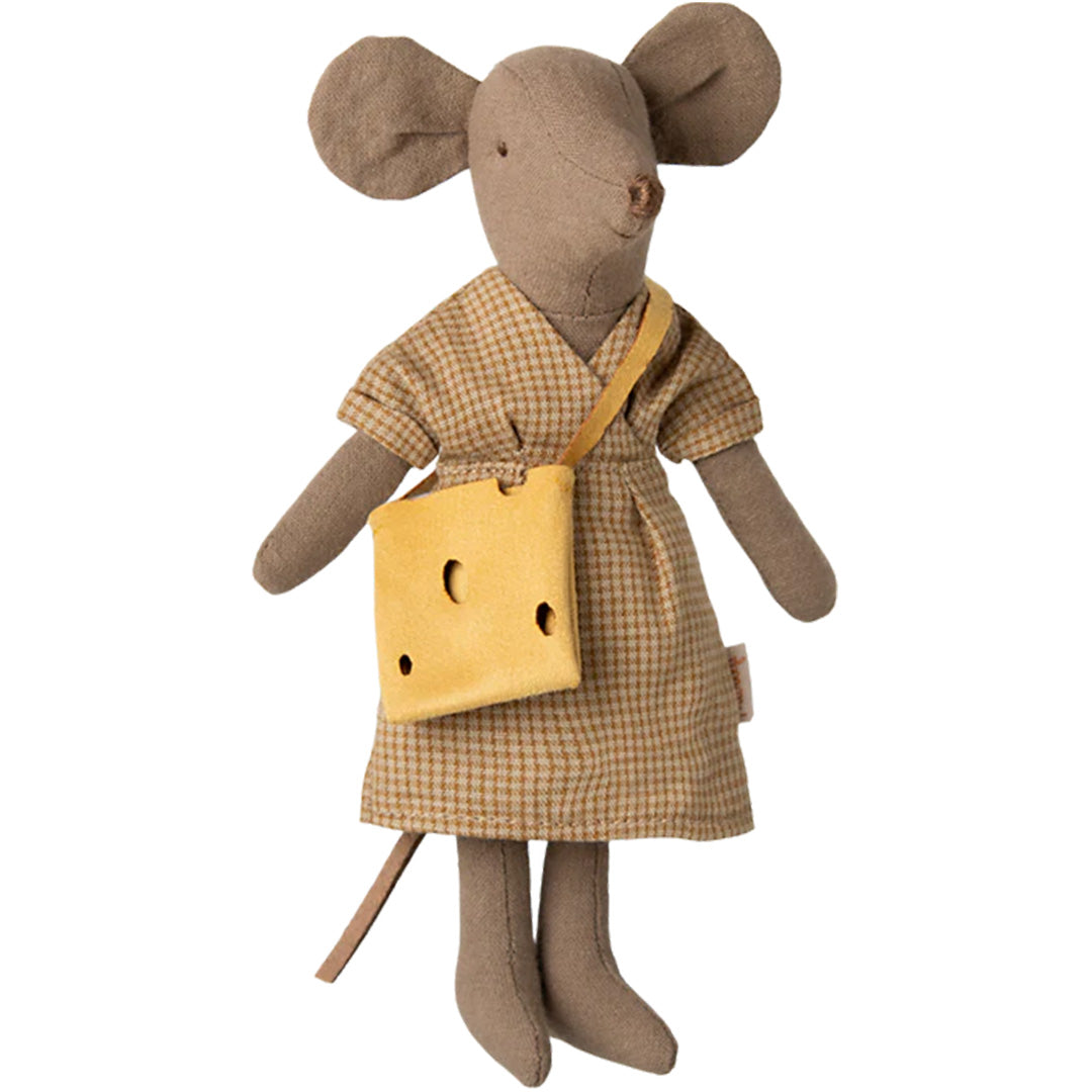 maileg poppenkleding moeder - geruite jurk en tas - 15 cm | 17-5308-00 | 3
