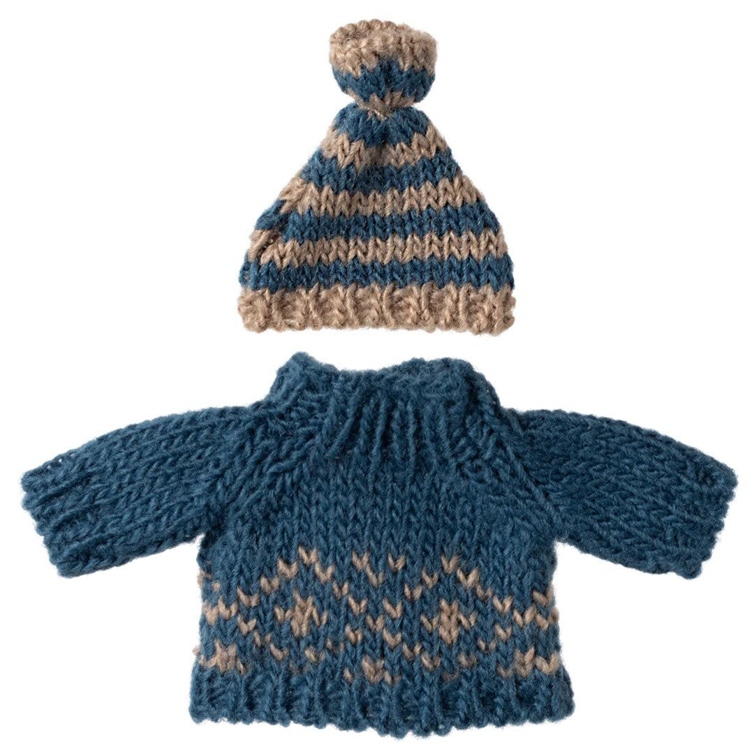 maileg poppenkleding vadermuis - gebreide trui en muts | 17-4307-00 | 0