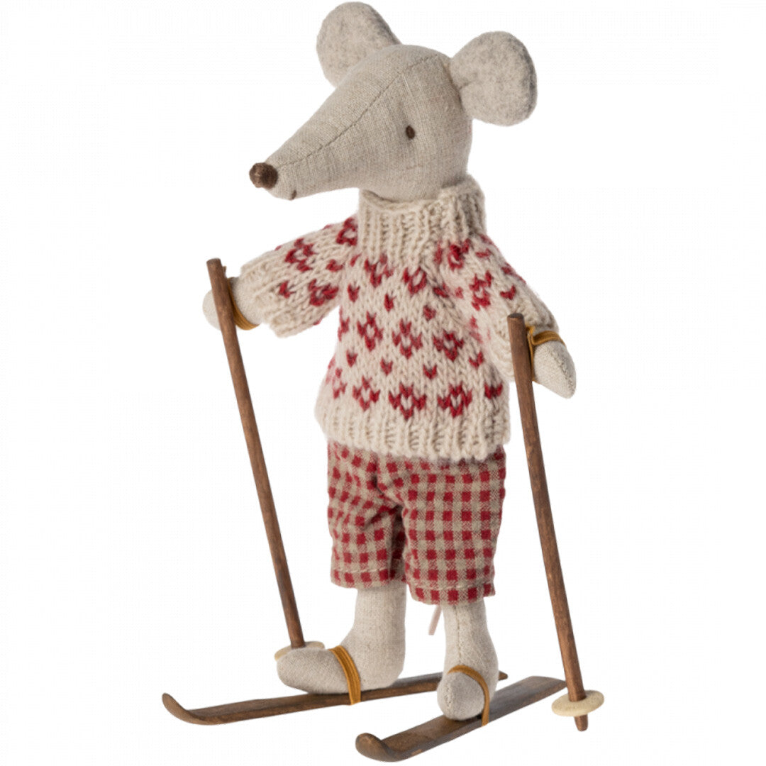 maileg poppenski's en skistokken voor vader- en moedermuis - 10,5 cm | 11-3006-00 | 1