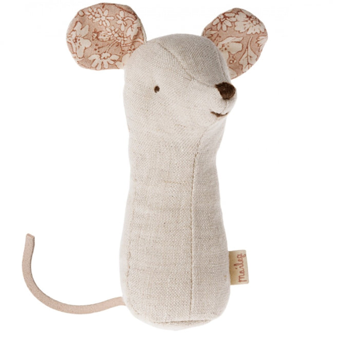 maileg rammelaar lullaby friends - muis nature - 15 cm | 16-4705-00 | 0