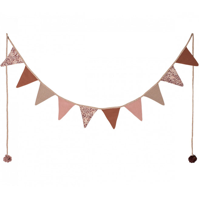 maileg stoffen vlaggenslinger rose - 280 cm | 19-3541-00 | 0