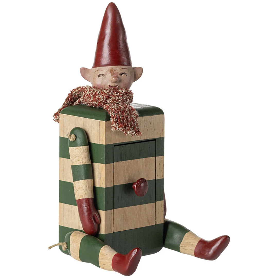 maileg decoratie figuur elfje met lade - groen - 17 cm | 14-5183-00 | 0