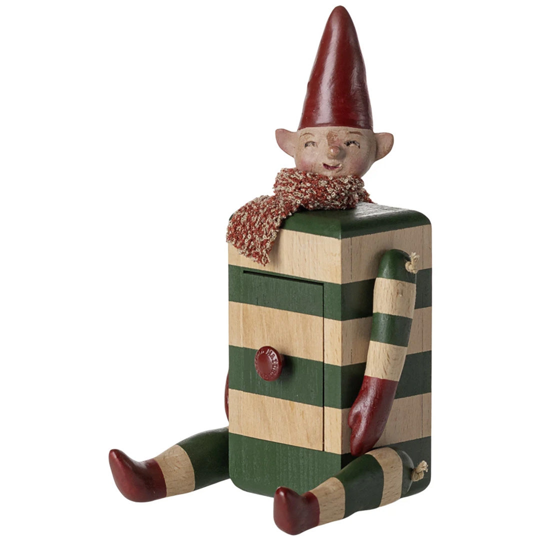 maileg decoratie figuur elfje met lade - groen - 17 cm | 14-5183-00 | 1