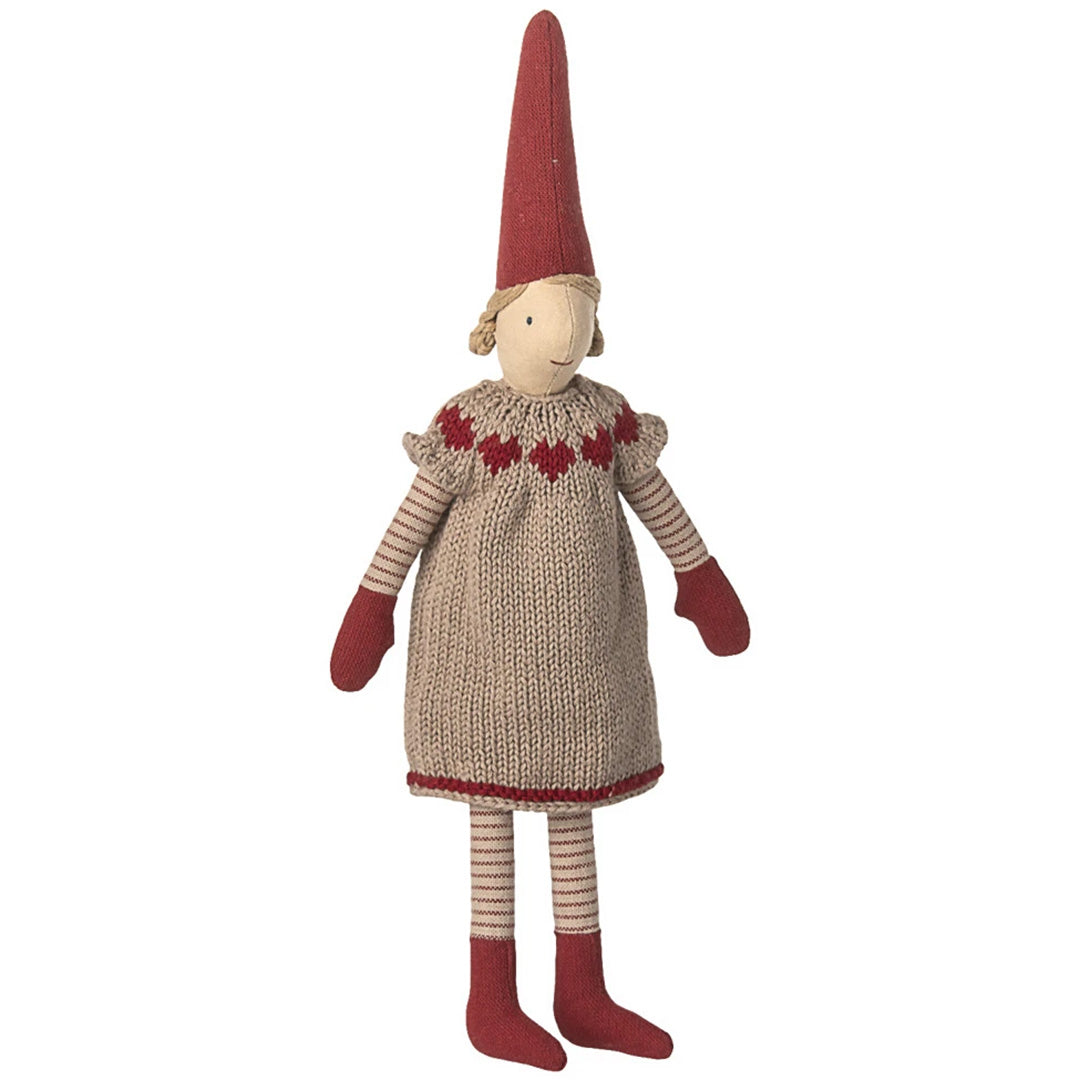 maileg decoratie pixie meisje - gebreide jurk - maat 2 - 31 cm | 14-5421-00| 0