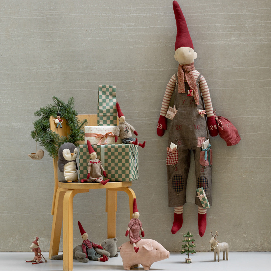 maileg inpakpapier checker - green - 10 m