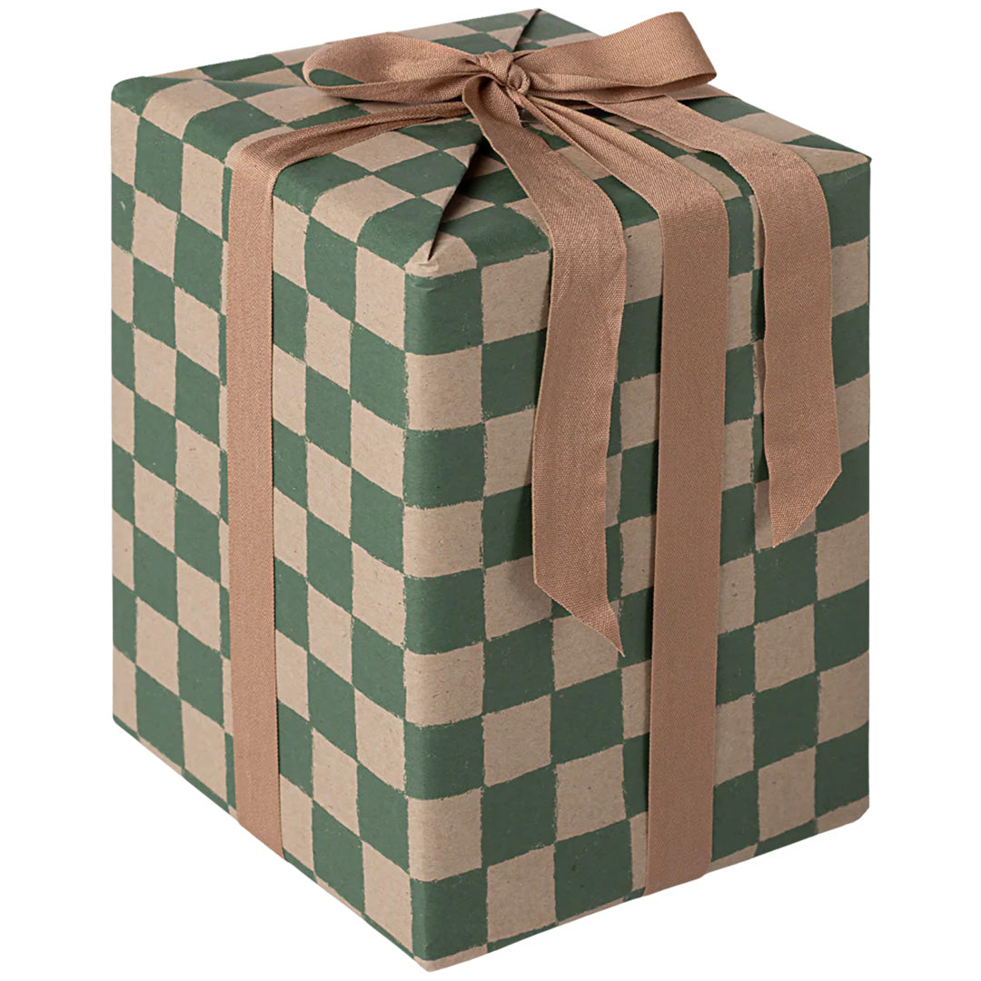 maileg inpakpapier checker - green - 10 m | 15-5208-00 | 1