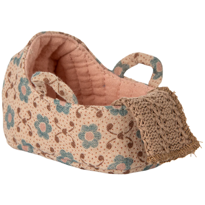 maileg poppenreiswieg voor babymuis - rose - 9,5 cm | 11-5411-01 | 0