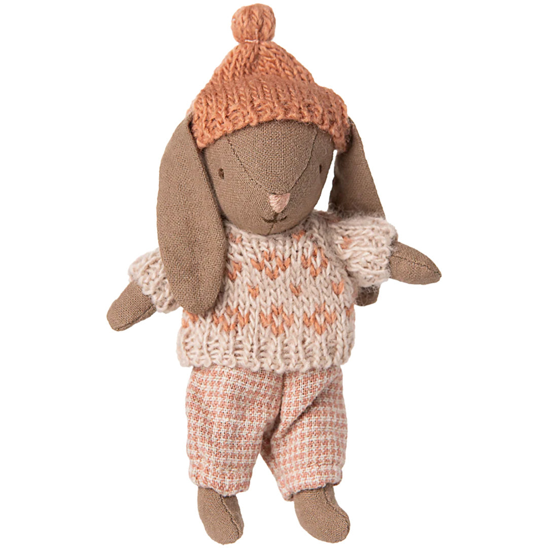 maileg knuffelkonijn micro winter - bruin - rose - 12 cm | 16-5020-00 | 0