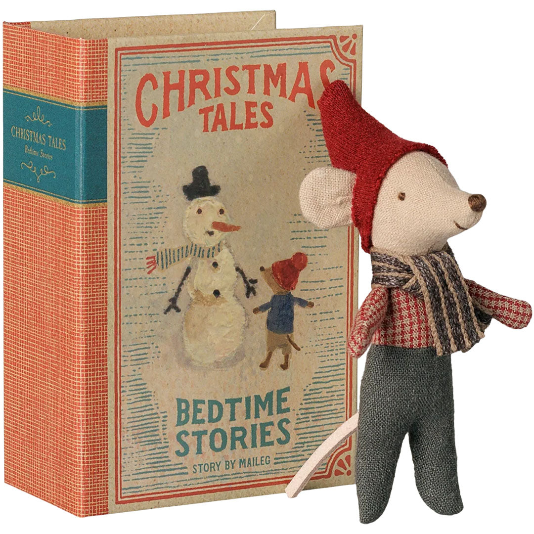 maileg knuffelmuis in boek - baby - kerst - 11,5 cm | 14-6700-00| 