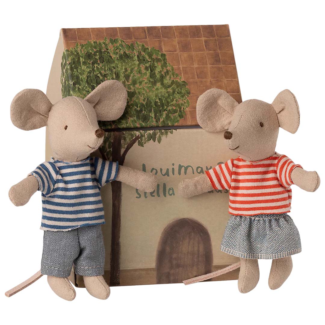 maileg knuffelmuis kleine broer en zus - louimax en stella - 11 cm | 17-5111-00 | 3