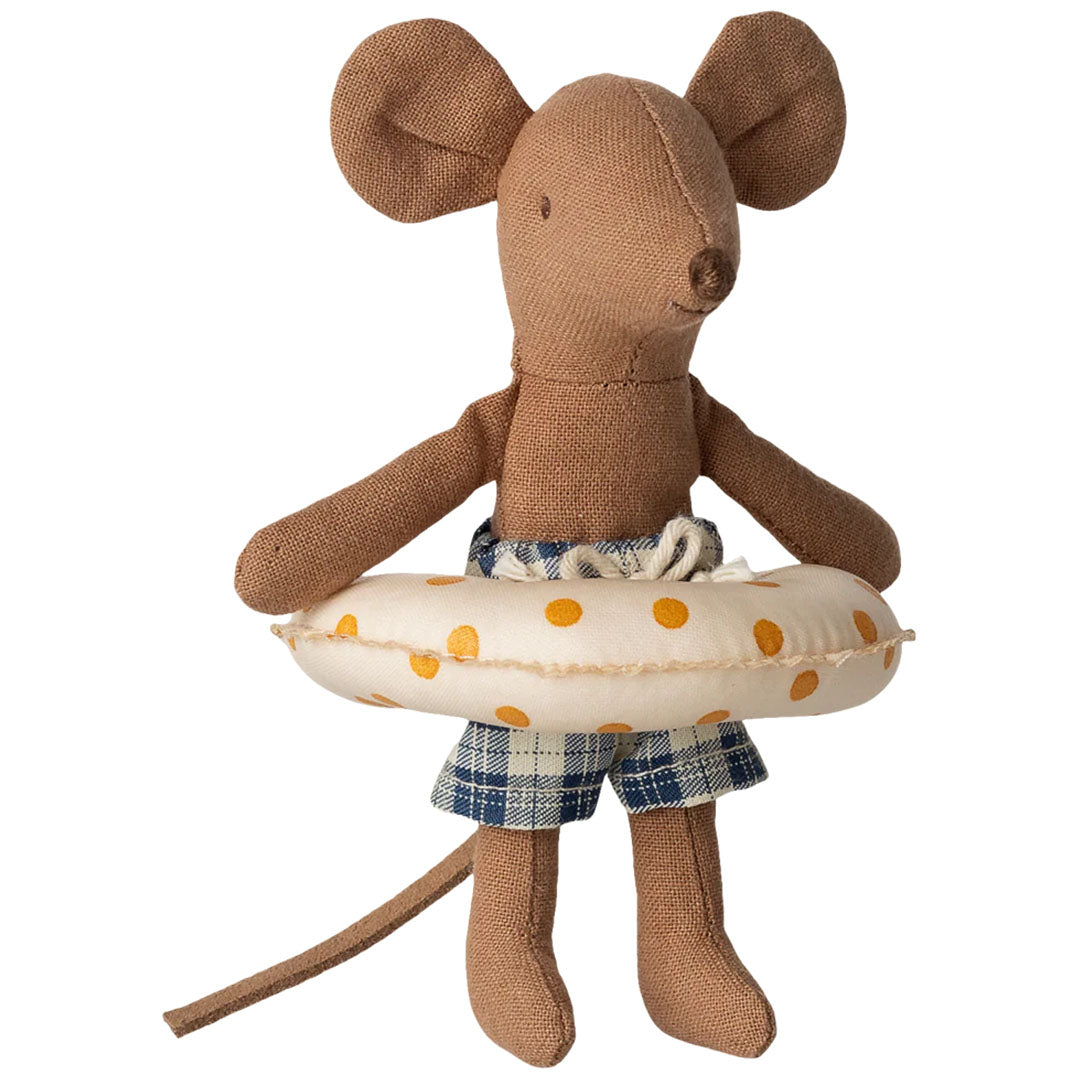 maileg knuffelmuis kleine broer met zwemband - gele stippen - 11 cm | 17-6103-00 | 