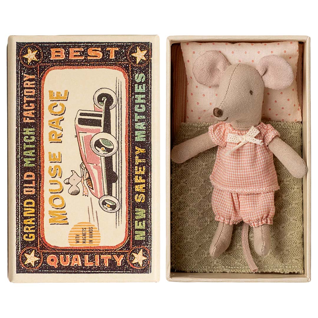 maileg knuffelmuis kleine zus - roze pyjama - 11 cm | 17-5109-00 | 0