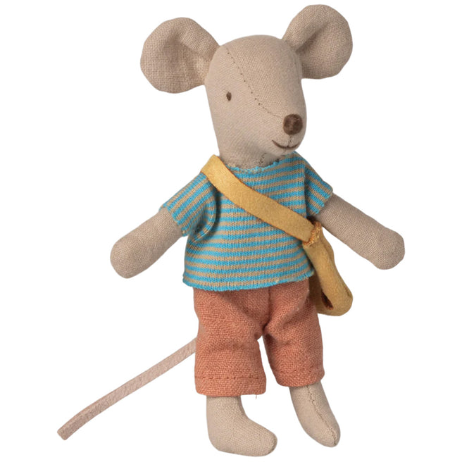 maileg knuffelmuis met tas kleine broer - 11 cm  | 17-6101-00 | 