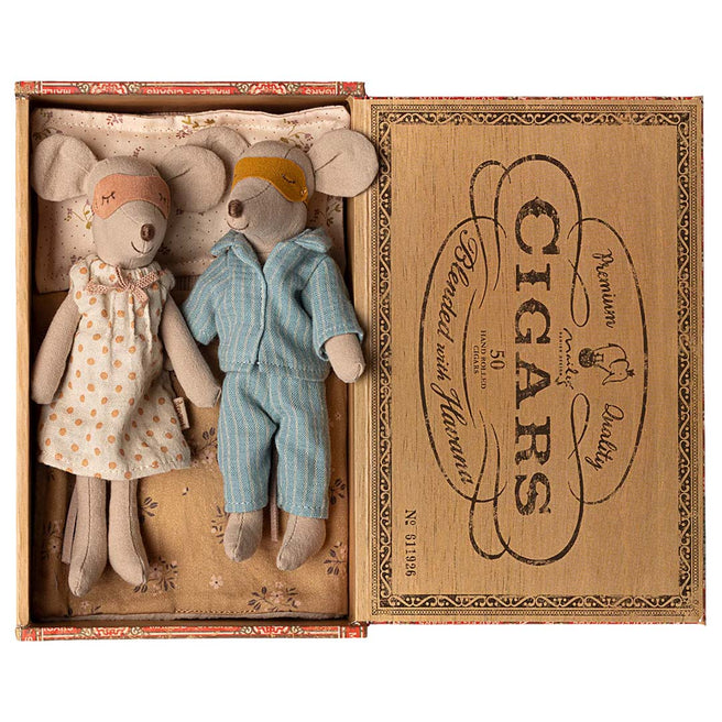 maileg knuffelmuis vader en moeder - pyjama - 16 cm | 17-5313-00 | 0