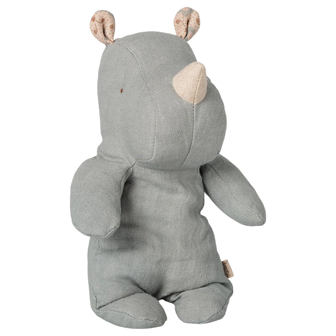maileg knuffelneushoorn safari friends - vintage blue | 16-6619-00 / 16-6618-00 | 