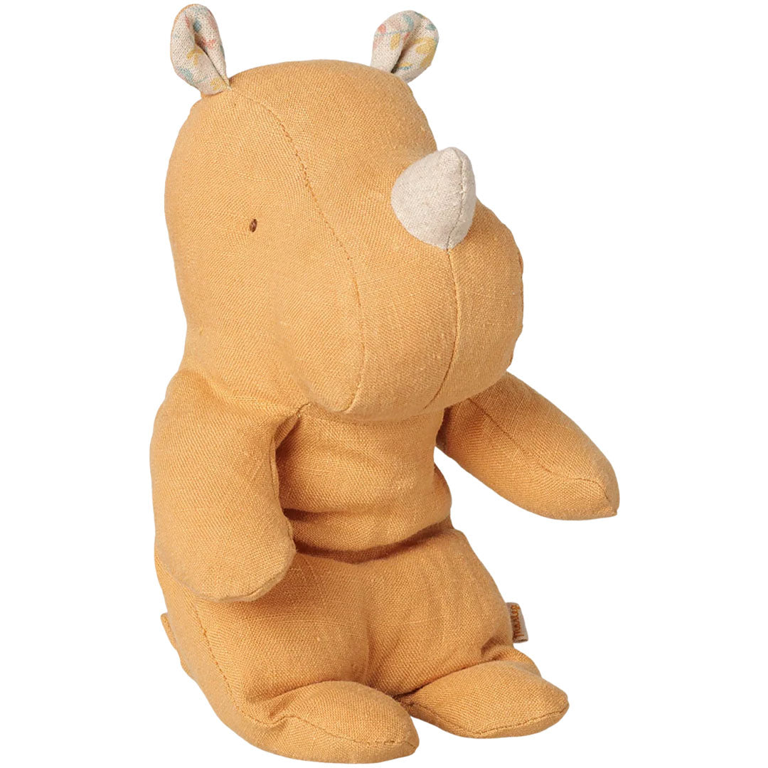 maileg knuffelneushoorn safari friends - vintage yellow - 22 cm