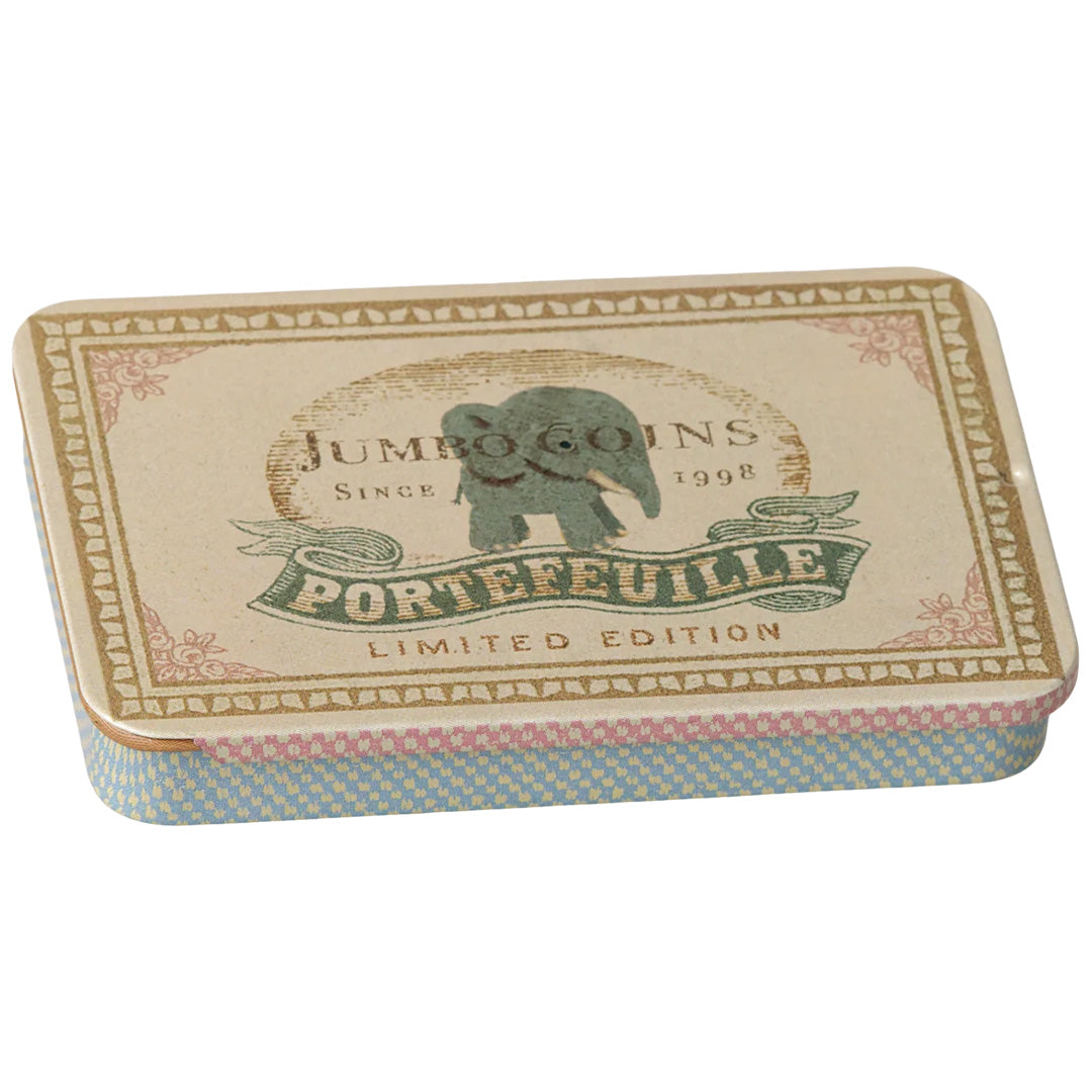 maileg opbergblikje - jumbo coins - blue - 9 cm | 19-6604-00| 