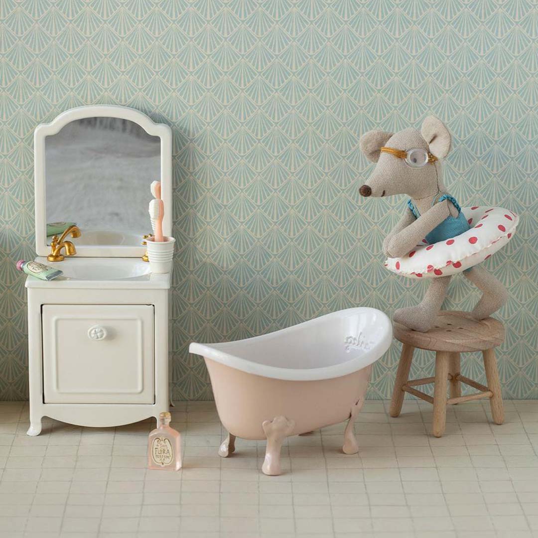 maileg poppenhuis bad - muis - rose - 10,5 cm | 11-6108-00 | 3
