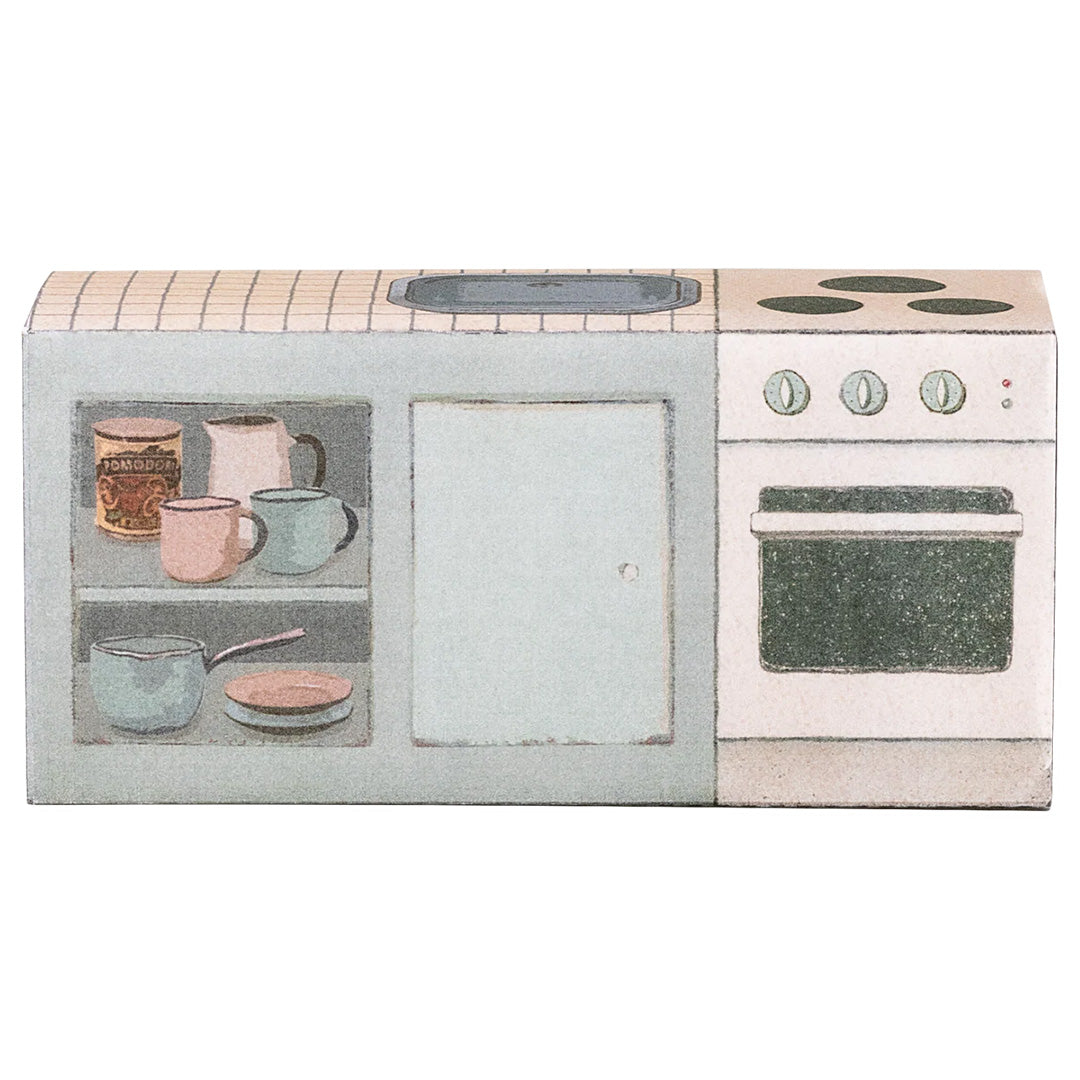 maileg poppenhuis fornuis en aanrecht met kookgerei - 13 cm | 11-5204-00 | 4