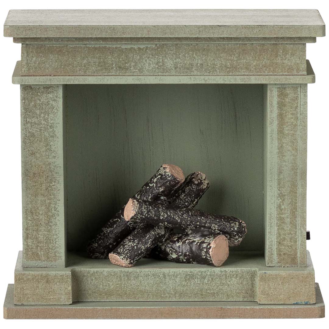 maileg poppenhuis open haard - dusty green | 11-5013-00 | 0