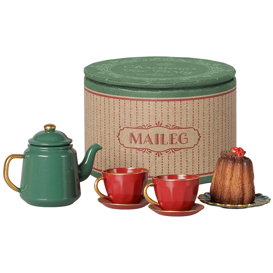 maileg poppenhuis theeservies - christmas tea party - 6,5 cm | 14-6160-00 | 