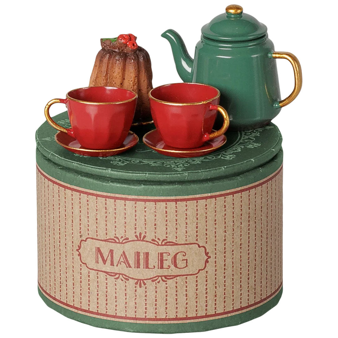 maileg poppenhuis theeservies - christmas tea party - 6,5 cm | 14-6160-00 | 2