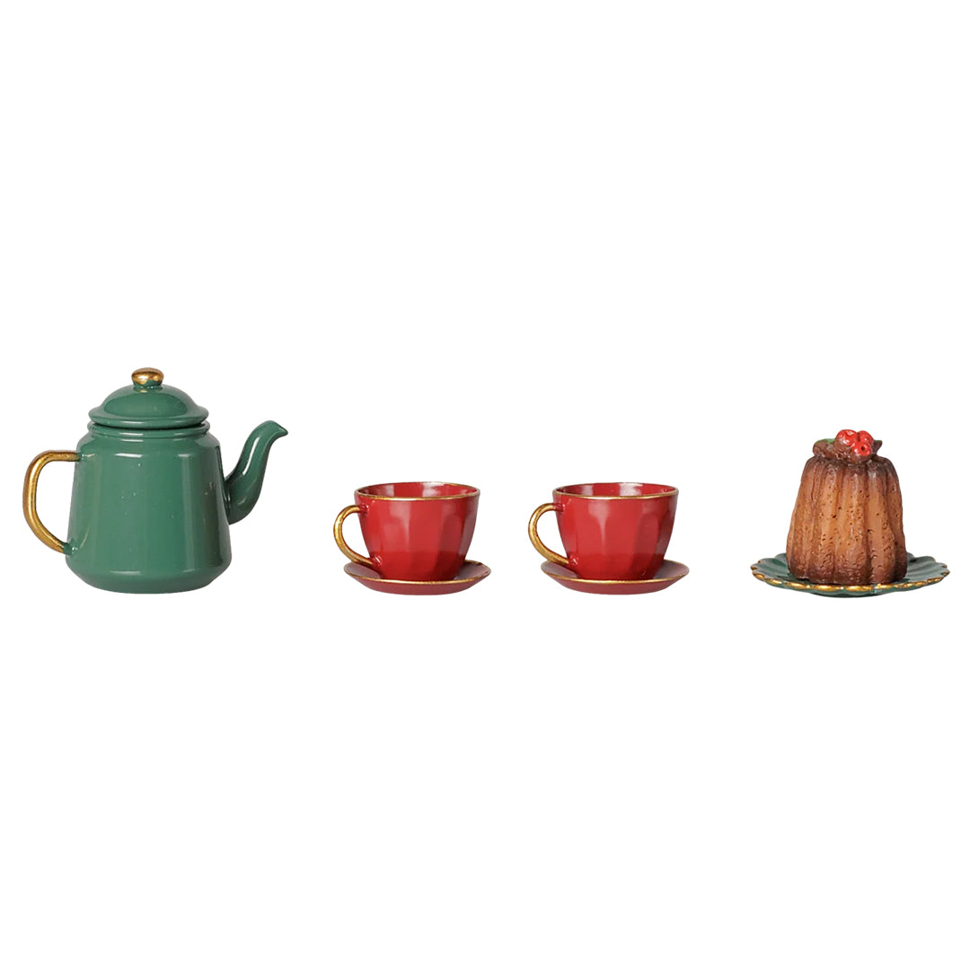 maileg poppenhuis theeservies - christmas tea party - 6,5 cm | 14-6160-00 | 3