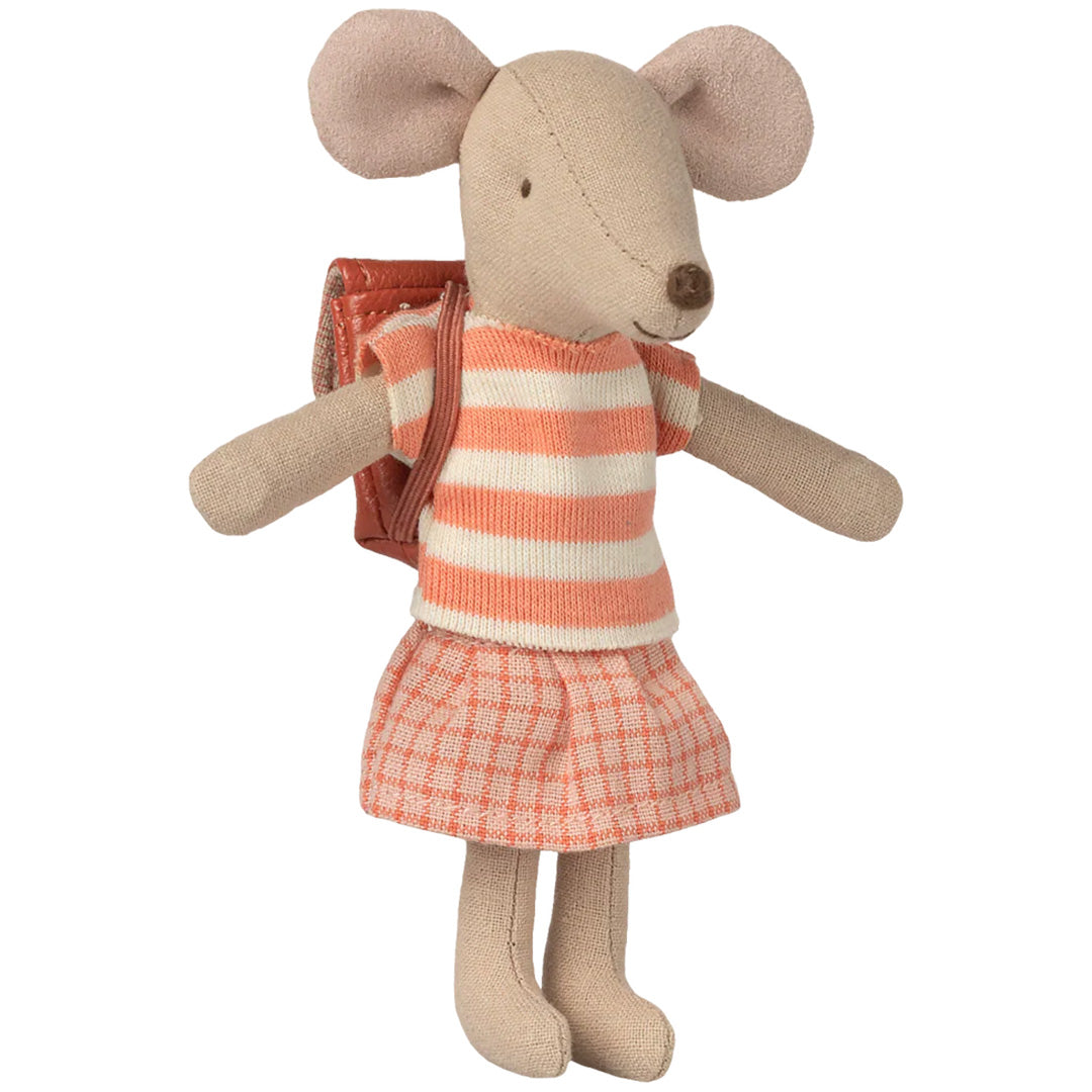 maileg poppenkleding met tas - grote zus muis - coral | 17-6205-01 | 3