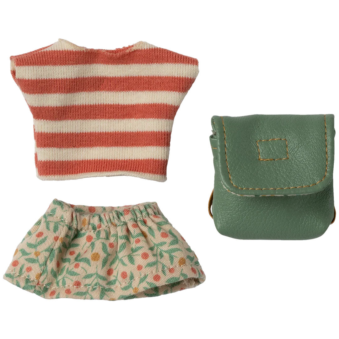 maileg poppenkleding met tas - grote zus muis - green | 17-6204-01 | 