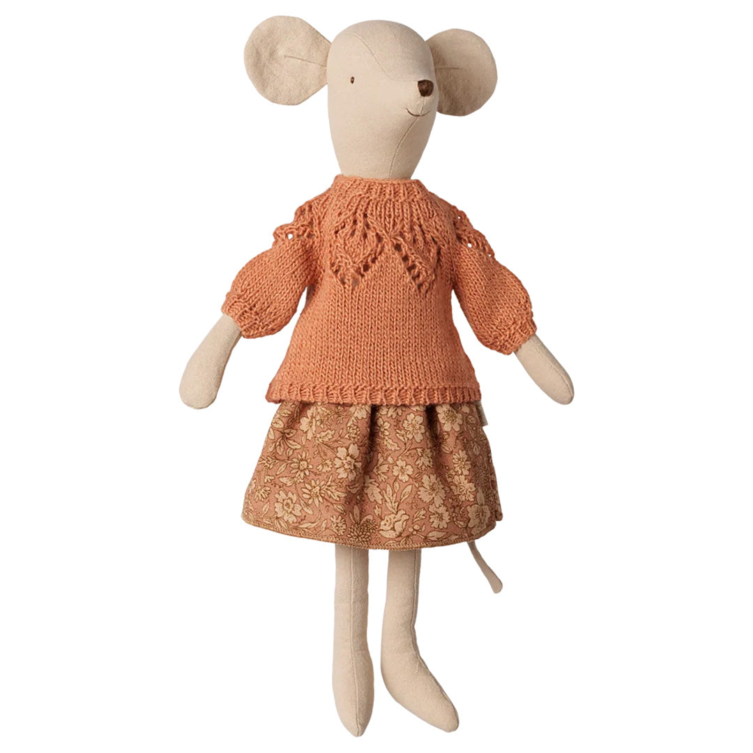 maileg poppenkleding trui en rok - middel  muis - coral | 17-6400-01 | 2