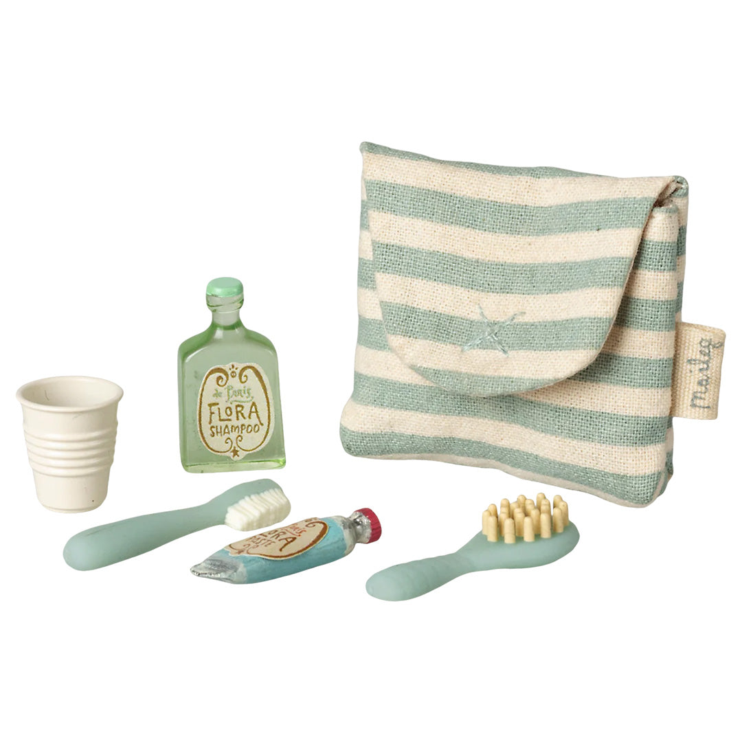maileg poppenverzorgingsset met tas - muis - blue stripe | 11-6303-01 | 