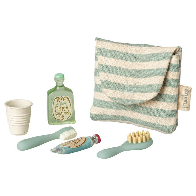 maileg poppenverzorgingsset met tas - muis - blue stripe | 11-6303-01 | 