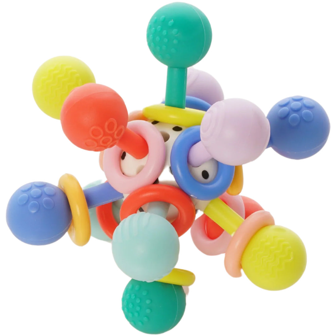 manhattan toy sensorische bijtring rammelaar - atom colorpop | M165190 | 