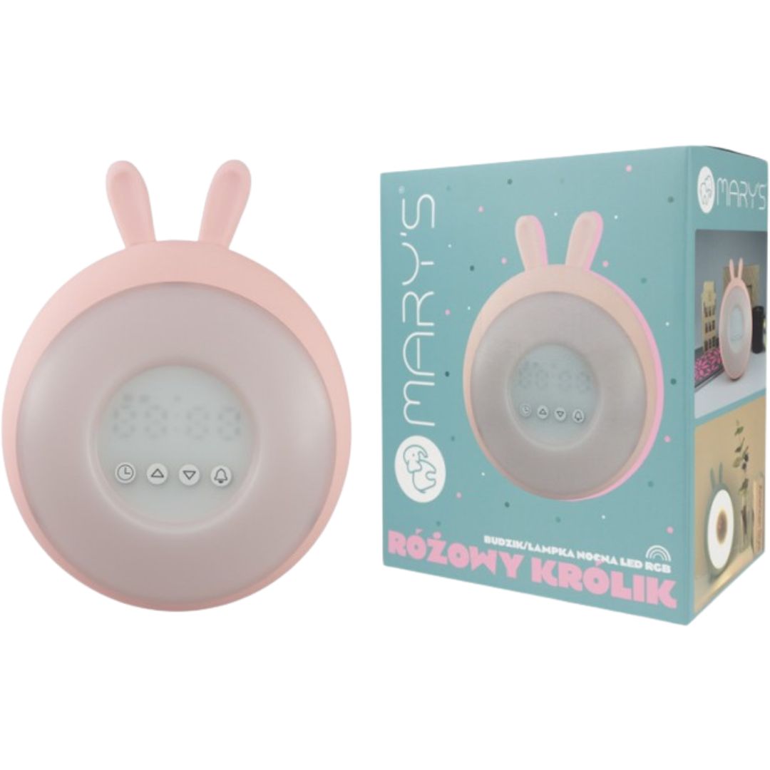 mary's wekker en rgb nachtlampje konijn - roze | 66.002.12 | 3