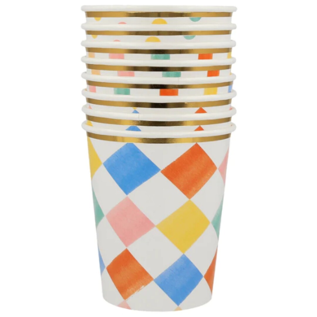 meri meri bekers colourful pattern – 8st  | 267286 | 4