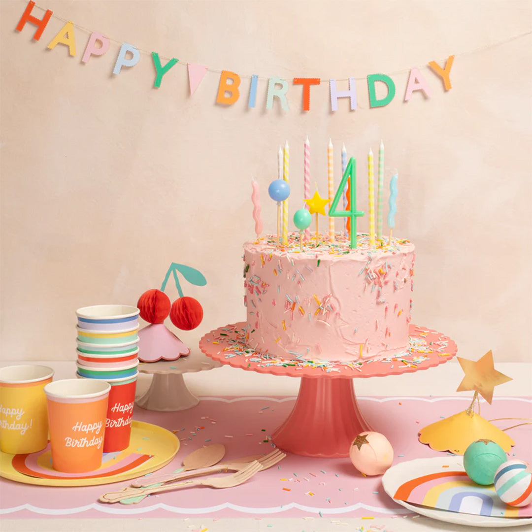 meri meri bekers happy birthday gekleurd - 8st | 288294 | 1