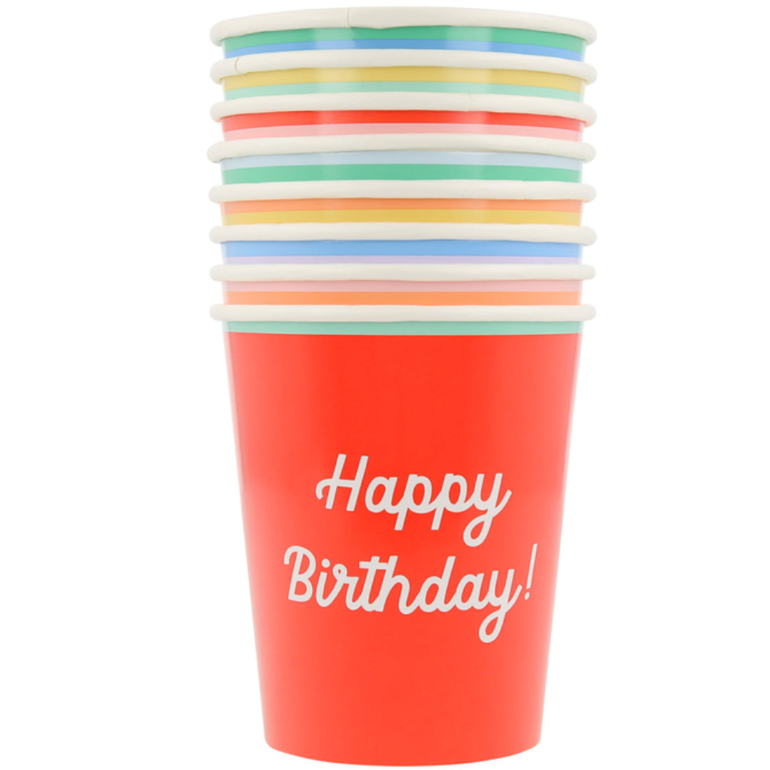 meri meri bekers happy birthday gekleurd - 8st | 288294 | 3