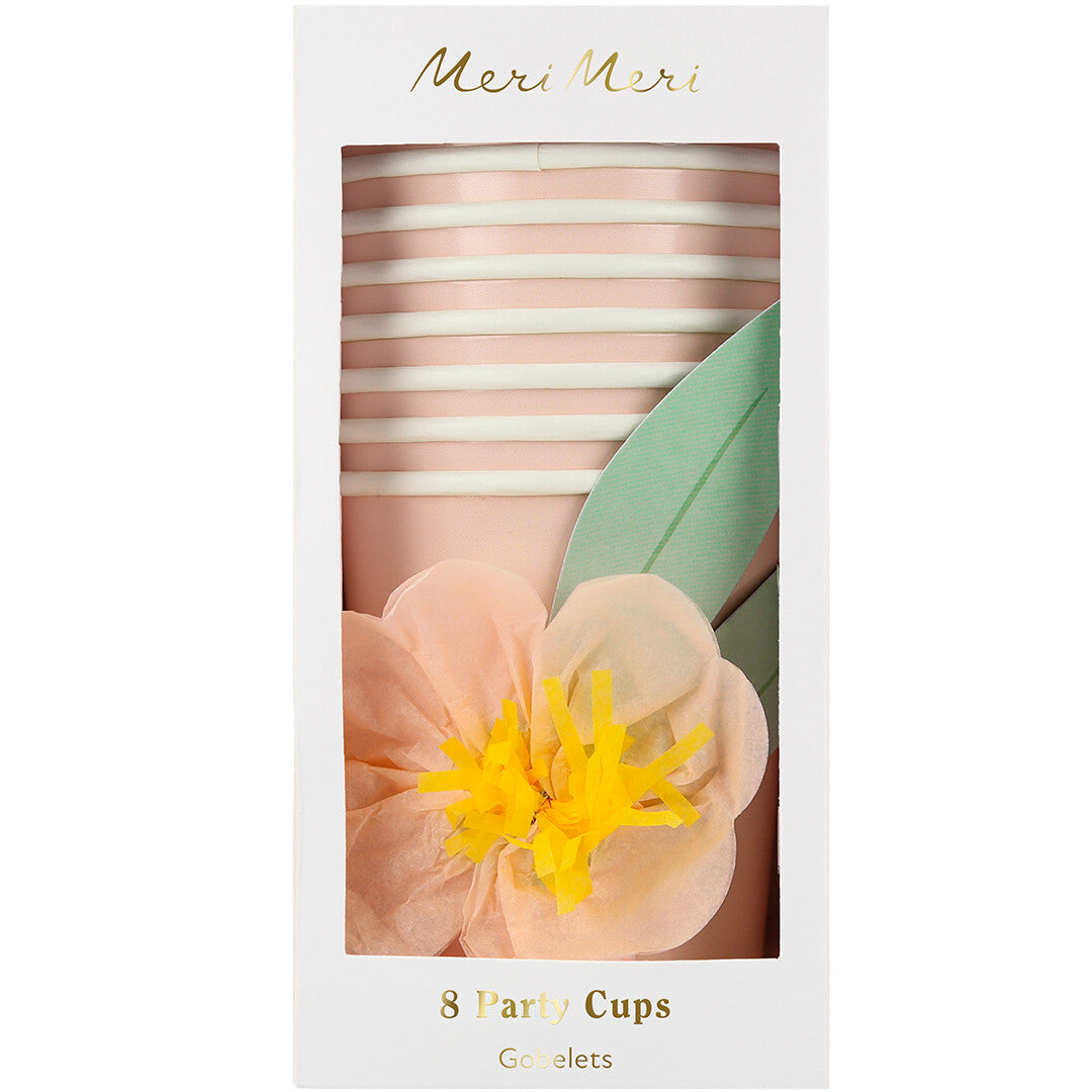 meri meri bekers roze bloem – 8st | 275828 | 1