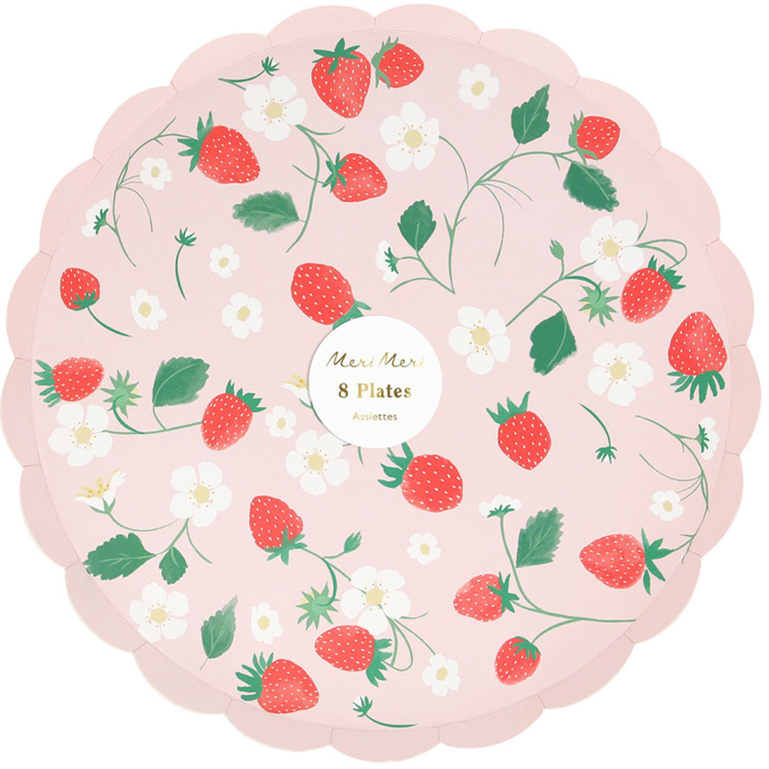 meri meri borden strawberry - small - 8st | 287223 | 0