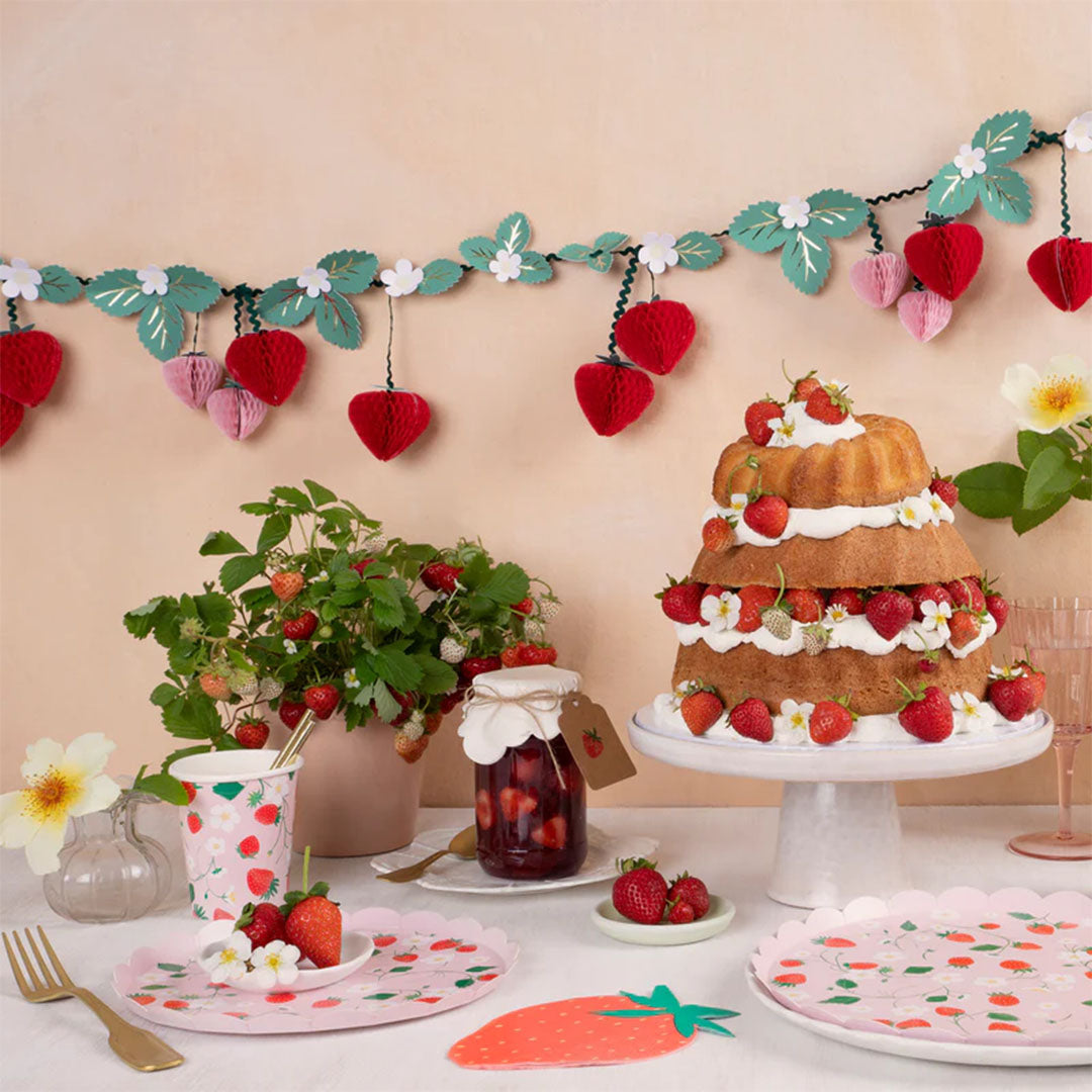 meri meri borden strawberry - small - 8st | 287223 | 1