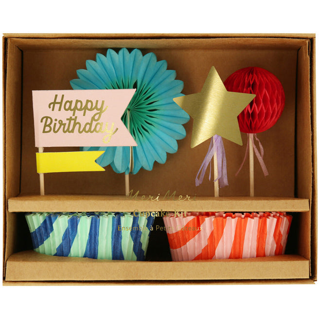 meri meri cupcake set happy birthday gestreept | 273920 | 0