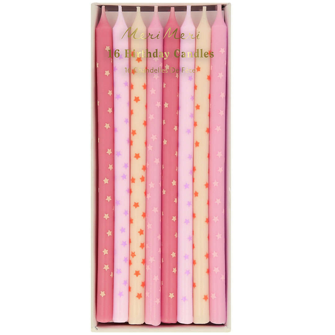 meri meri feestkaarsjes pink stars - 16st | 276548 | 0