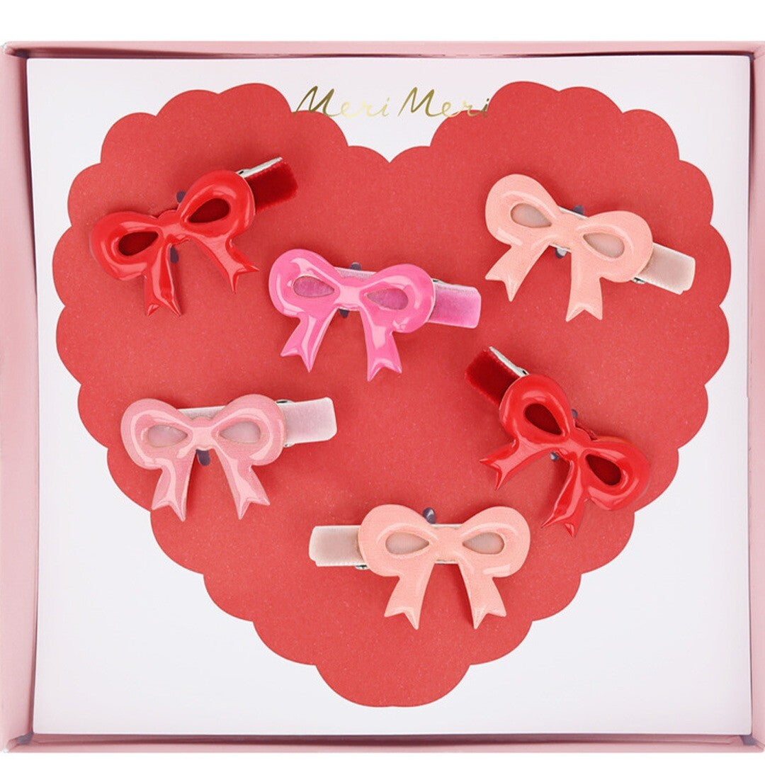 meri meri haarclips strikjes valentijn - 6st | 282381 | 0