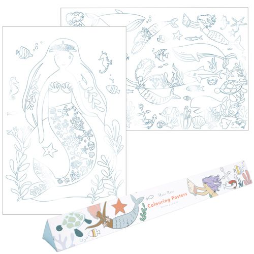 meri meri inkleurposters zeemeermin - 2st | 215425 | 0
