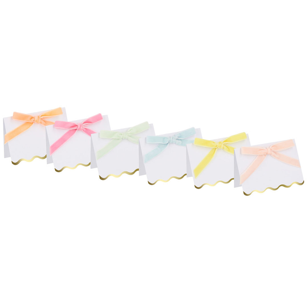 meri meri plaatskaarten pastel velvet bow - 6st | 289050 | 0