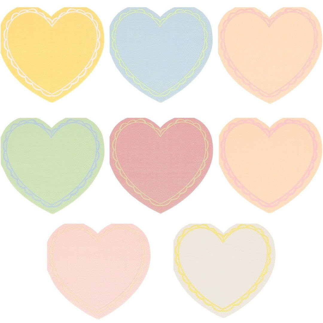 meri meri servetten hartjes - pastel - 16st | 273587 | 0