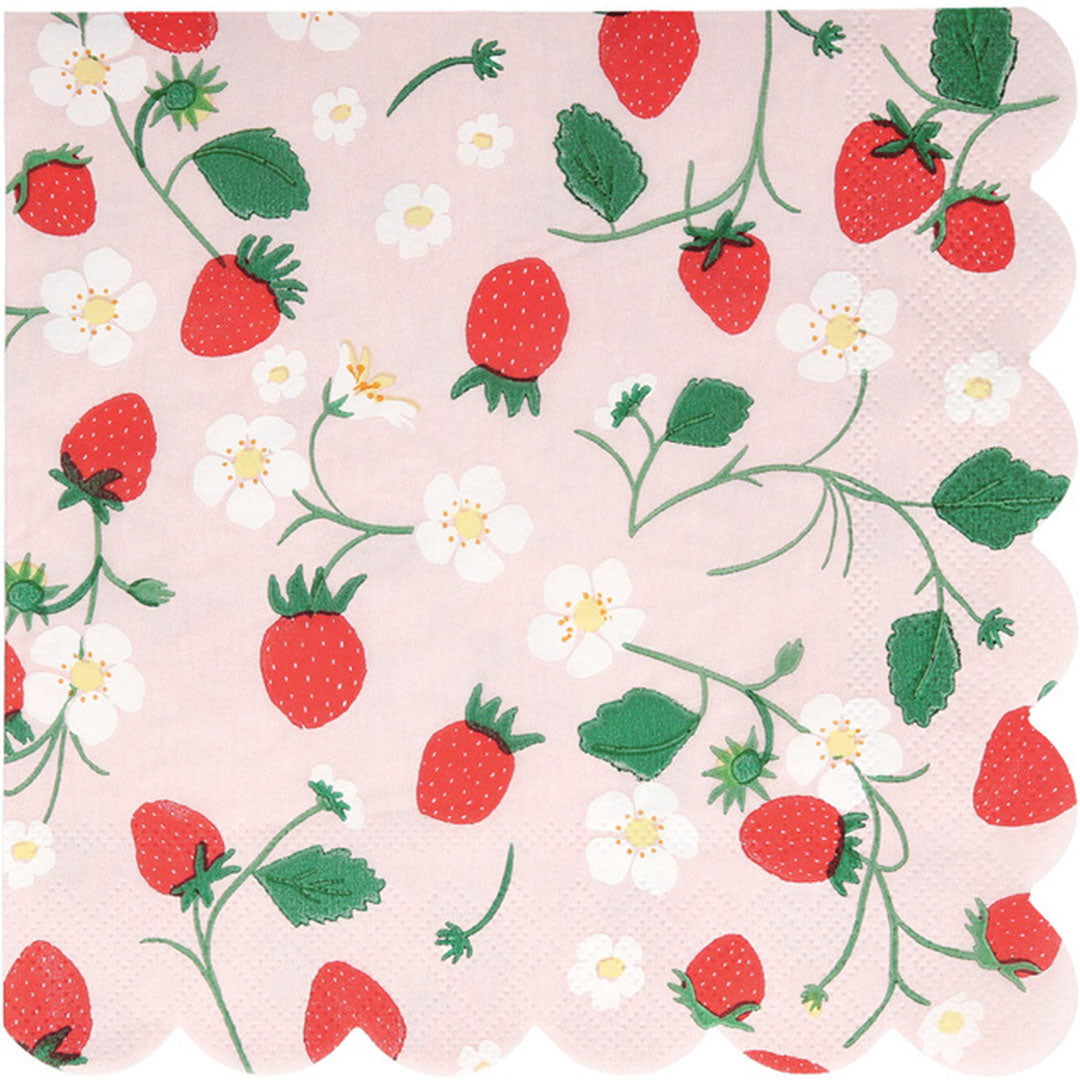 meri meri servetten strawberry - large - 16st | 287214 | 0