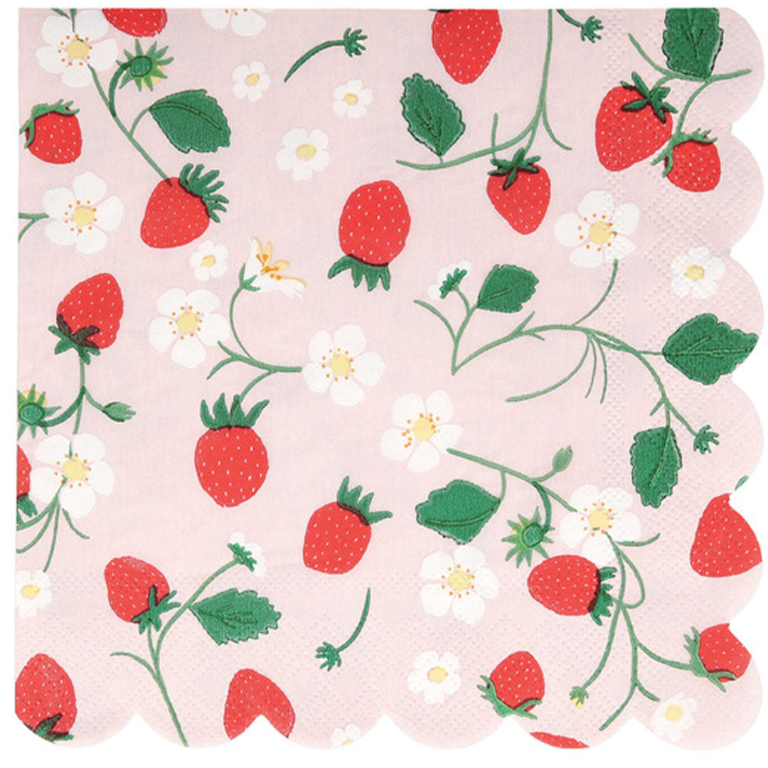 meri meri servetten strawberry - small - 16st | 287205 | 0