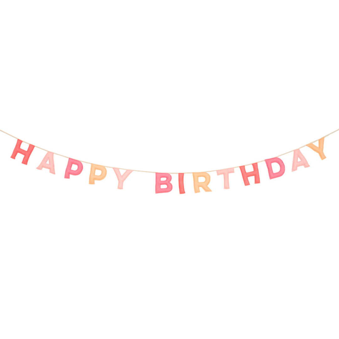 meri meri slinger happy birthday - roze vilt | 286107 | 0
