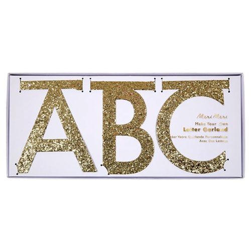 meri meri slingerset glitterletters goud  | 160696 | 0
